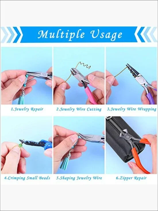 6pc Jewelry Making Tools Kit with Metal Pliers for Beading & Craft - Picture 7 of 7